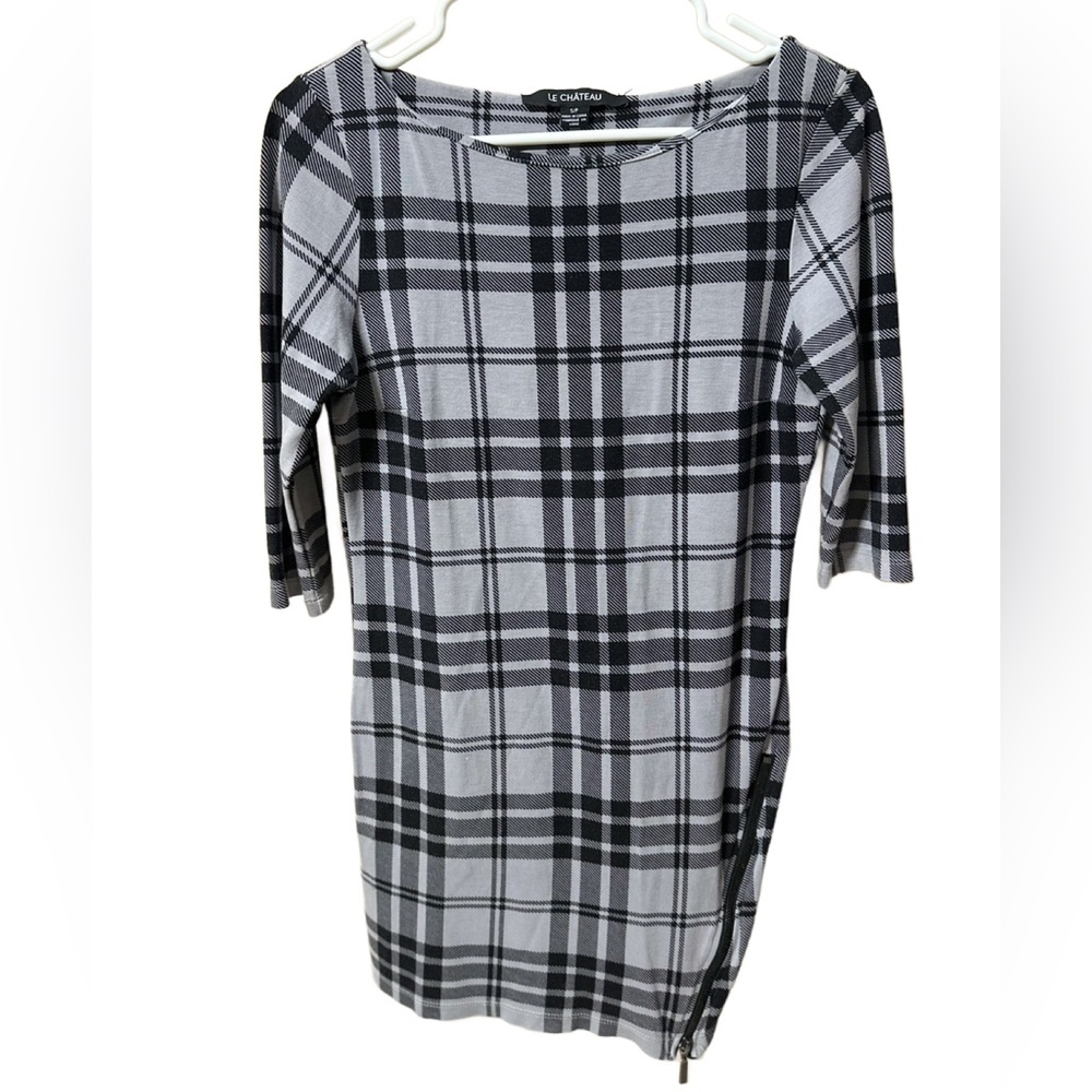 Grey with black stripes- Mini dress